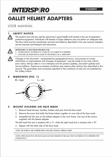 Firefighting user manual: 31868B Gallet Helmet Adapters user manual